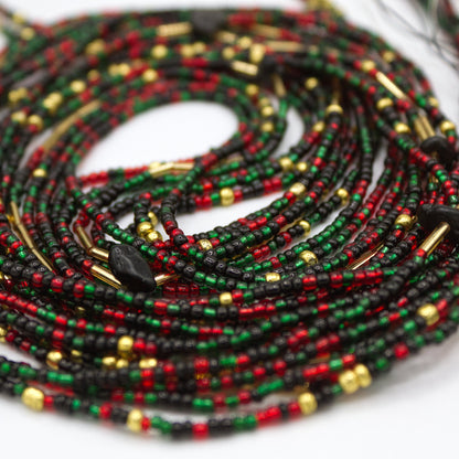 Black Pride/Juneteenth Waist Beads 2.0 w/ Black Obsidian