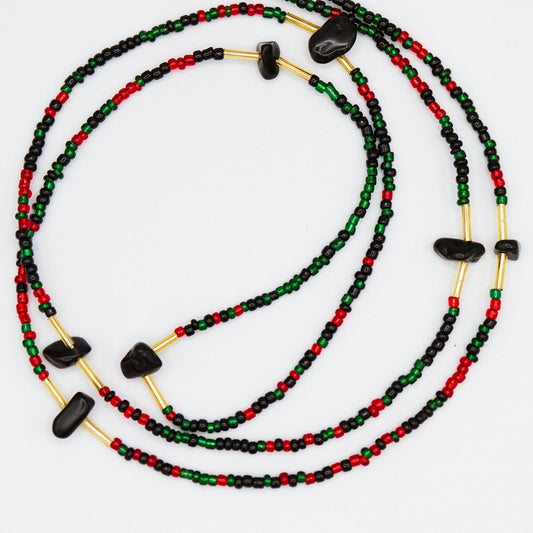 Black Pride/Juneteenth Waist Beads 2.0 w/ Black Obsidian